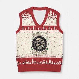 Skull Dartboard Retro Vintage V-Neck Knit Sweater Vest Darts Player Champion Gift TS12 Beige Red Print Your Wear