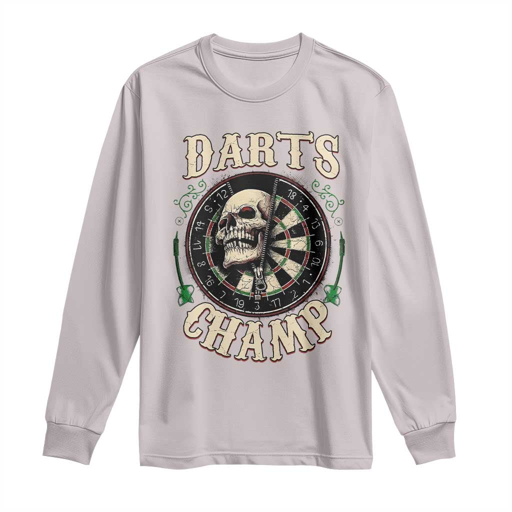Skull Dartboard Retro Vintage Long Sleeve Shirt Darts Player Champion Gift TS12 Ice Gray Print Your Wear