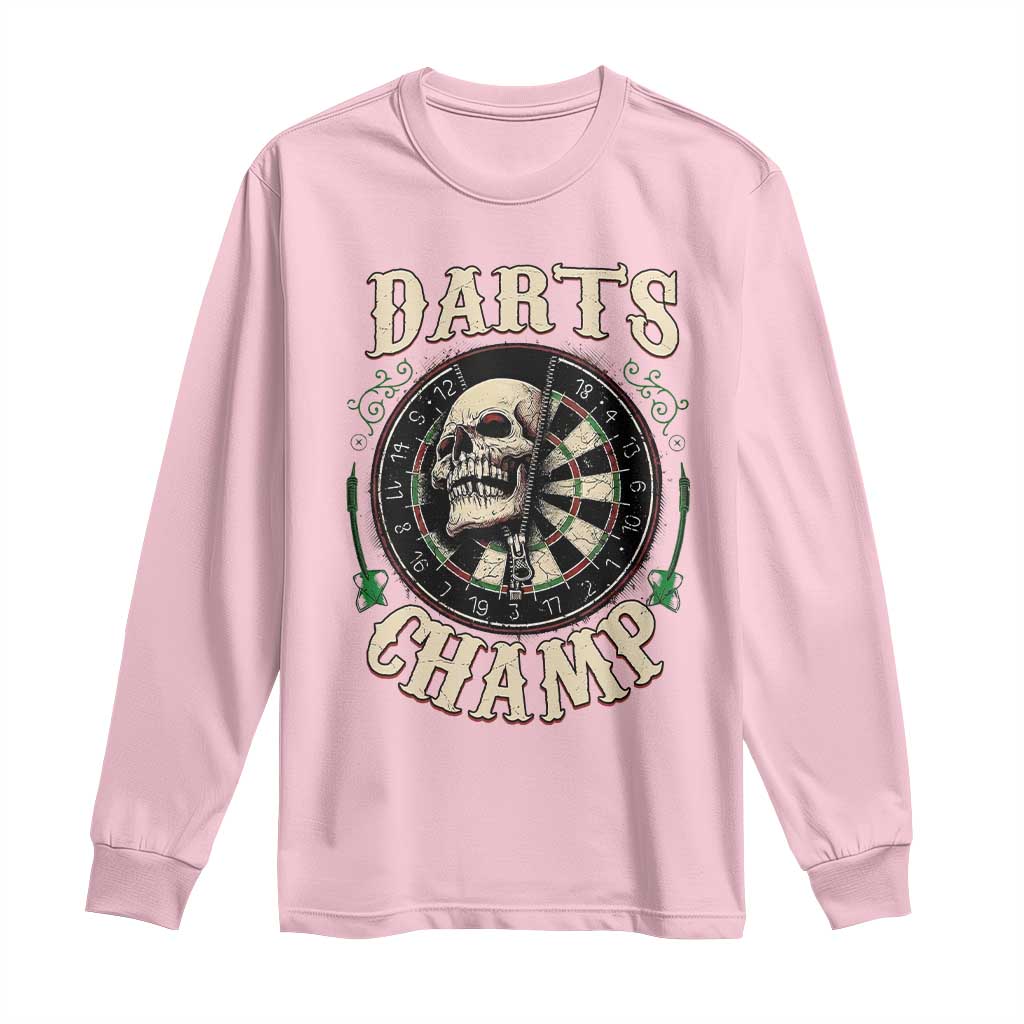 Skull Dartboard Retro Vintage Long Sleeve Shirt Darts Player Champion Gift TS12 Light Pink Print Your Wear