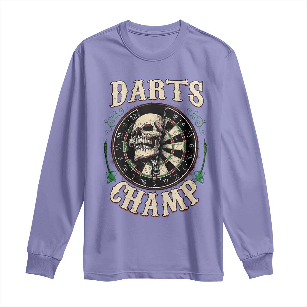 Skull Dartboard Retro Vintage Long Sleeve Shirt Darts Player Champion Gift TS12 Violet Print Your Wear