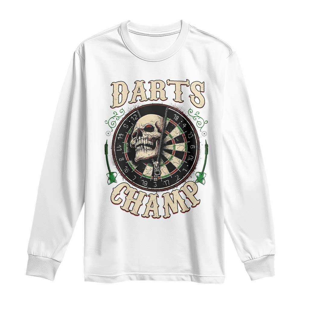 Skull Dartboard Retro Vintage Long Sleeve Shirt Darts Player Champion Gift TS12 White Print Your Wear
