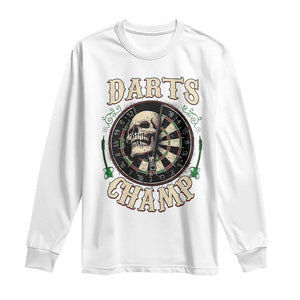 Skull Dartboard Retro Vintage Long Sleeve Shirt Darts Player Champion Gift TS12 White Print Your Wear