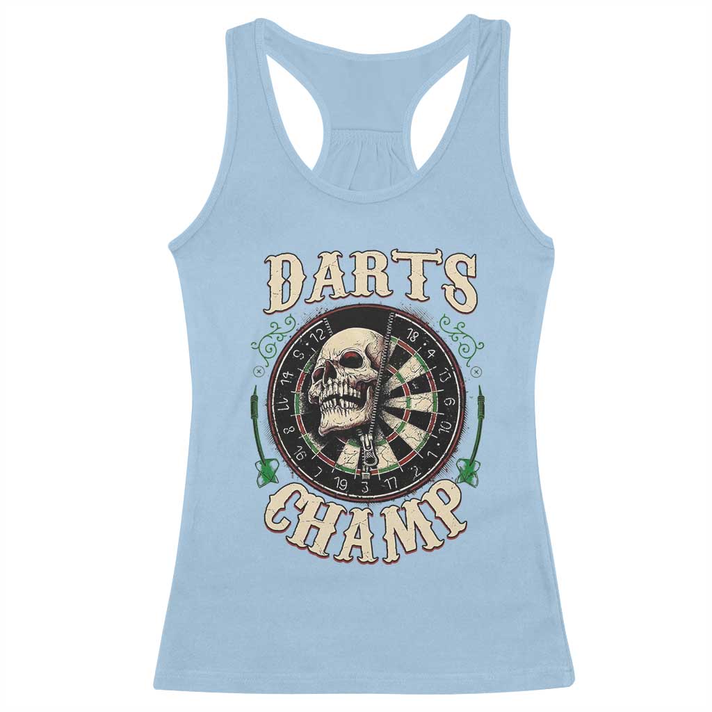 Skull Dartboard Retro Vintage Racerback Tank Top Darts Player Champion Gift TS12 Light Blue Print Your Wear