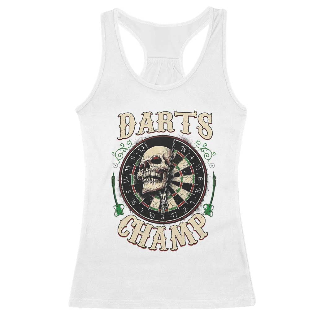 Skull Dartboard Retro Vintage Racerback Tank Top Darts Player Champion Gift TS12 White Print Your Wear