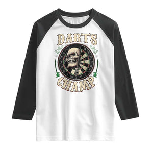 Skull Dartboard Retro Vintage Raglan Shirt Darts Player Champion Gift TS12 White Black Print Your Wear