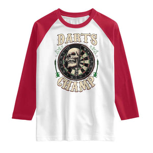 Skull Dartboard Retro Vintage Raglan Shirt Darts Player Champion Gift TS12 White Red Print Your Wear