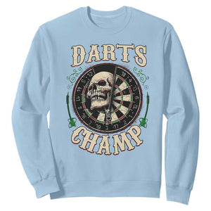 Skull Dartboard Retro Vintage Sweatshirt Darts Player Champion Gift TS12 Light Blue Print Your Wear