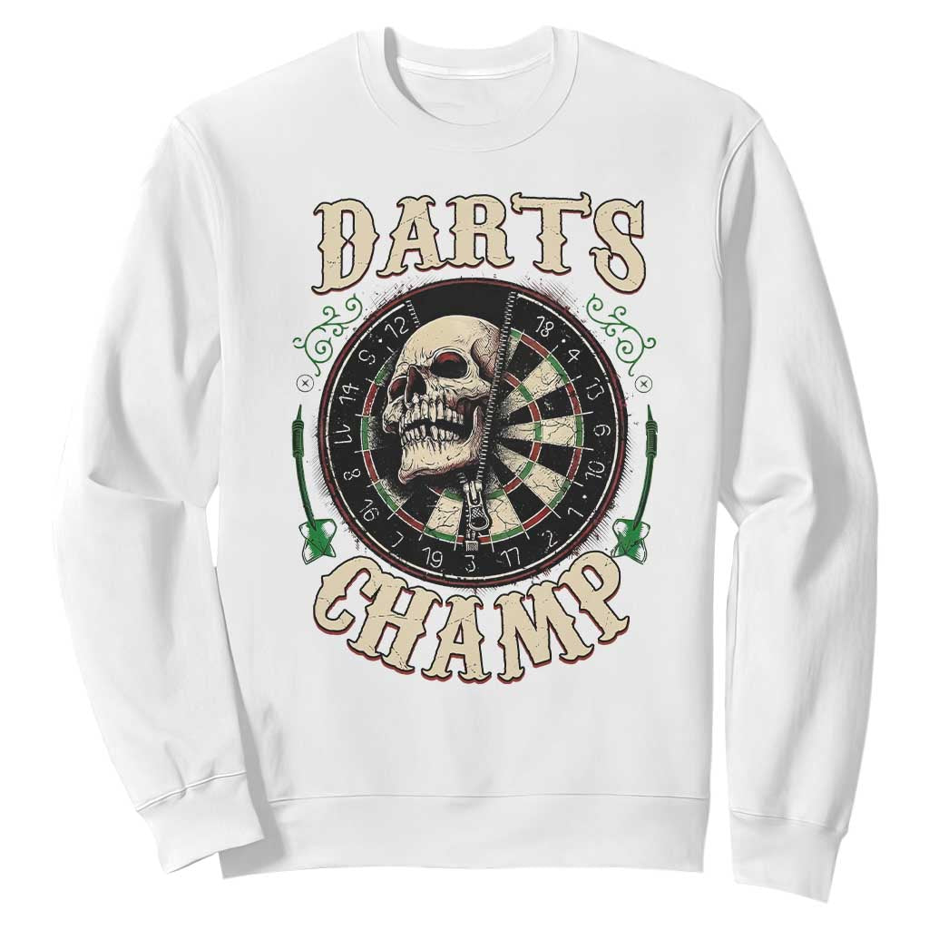Skull Dartboard Retro Vintage Sweatshirt Darts Player Champion Gift TS12 White Print Your Wear