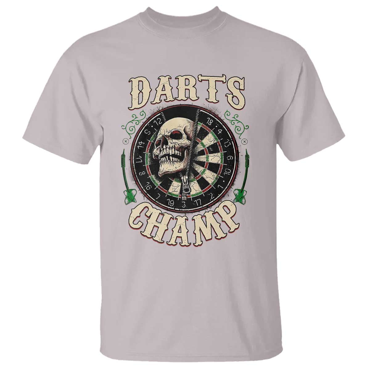 Skull Dartboard Retro Vintage T Shirt Darts Player Champion Gift TS12 Ice Gray Print Your Wear
