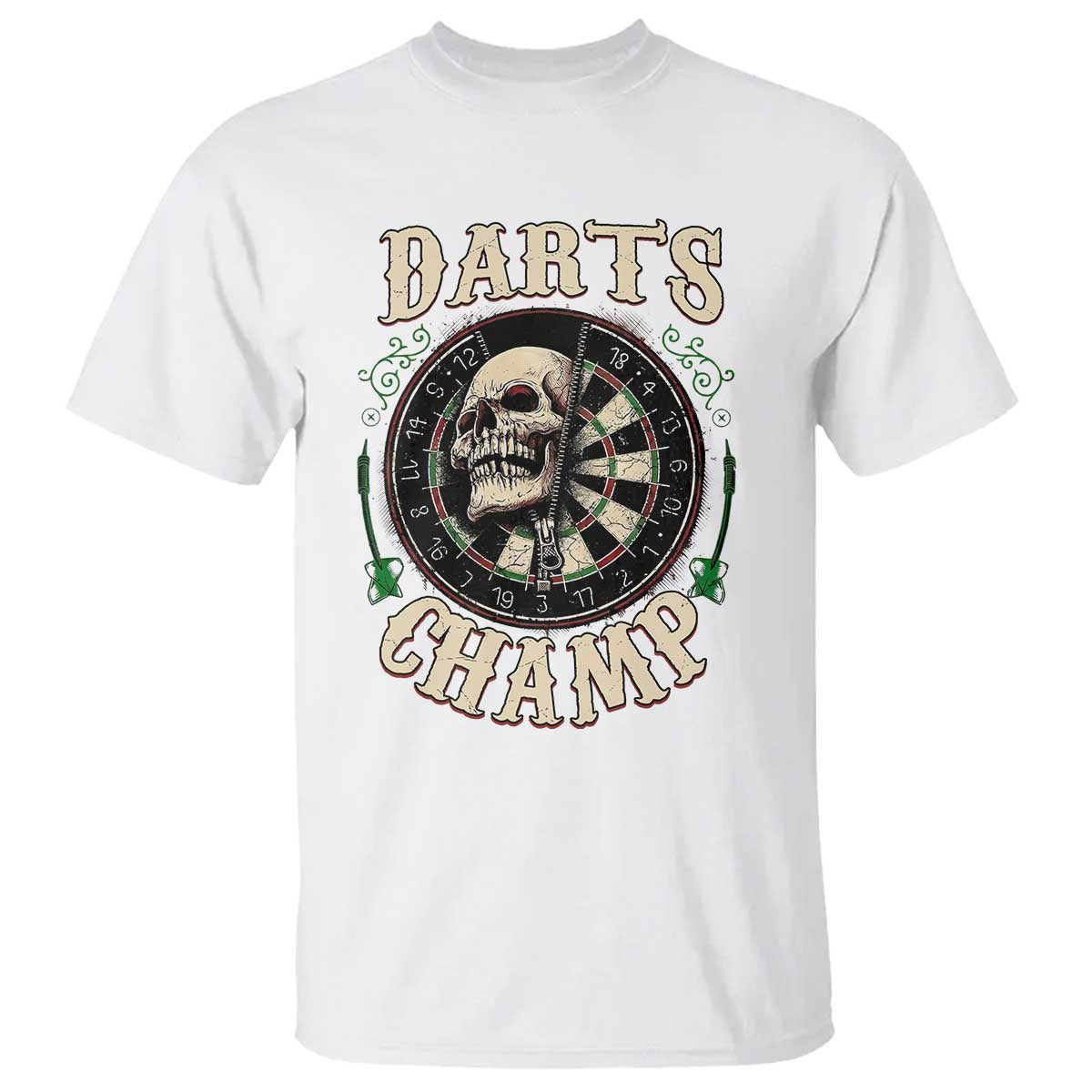 Skull Dartboard Retro Vintage T Shirt Darts Player Champion Gift TS12 White Print Your Wear