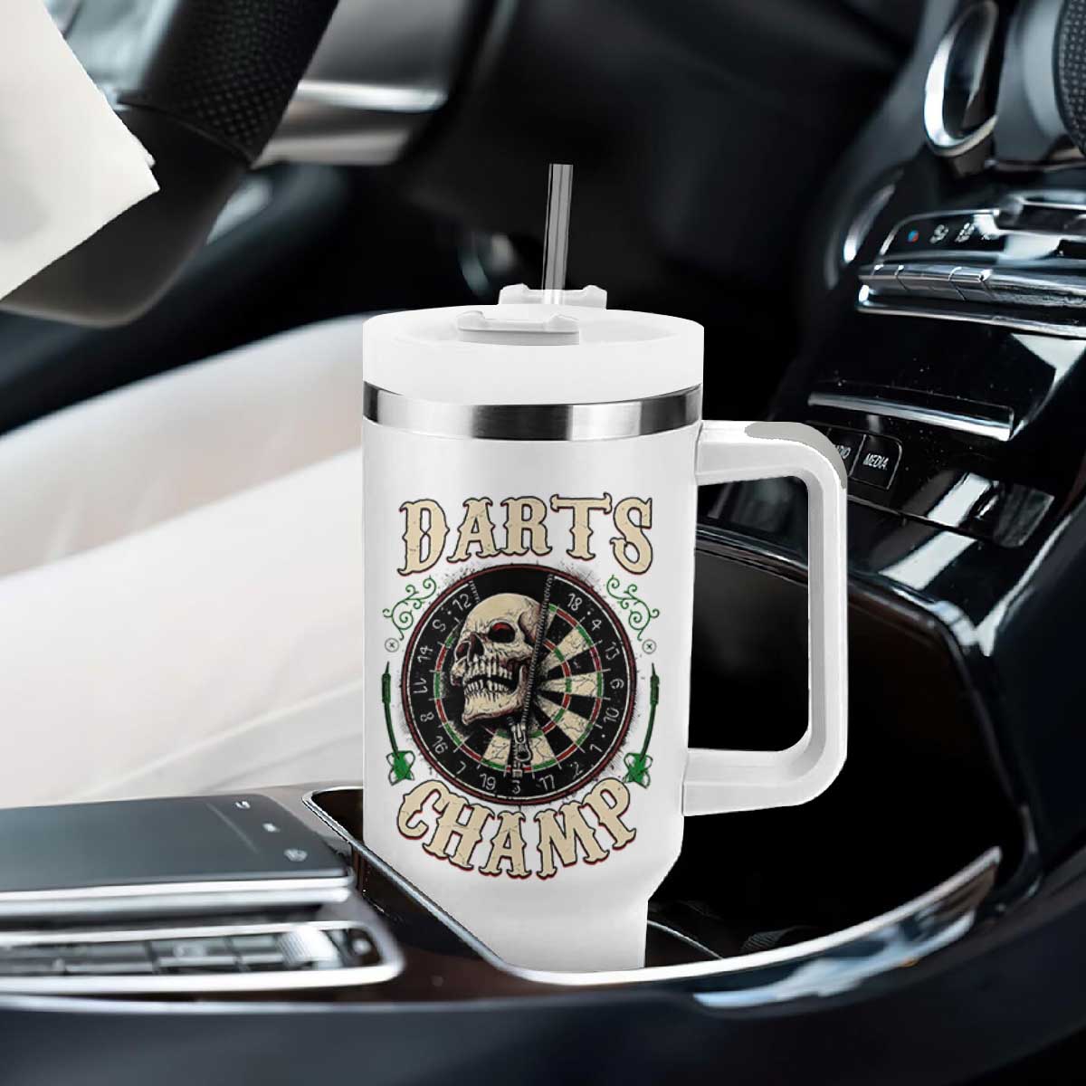 Skull Dartboard Retro Vintage Tumbler With Handle Darts Player Champion Gift TS12 Print Your Wear