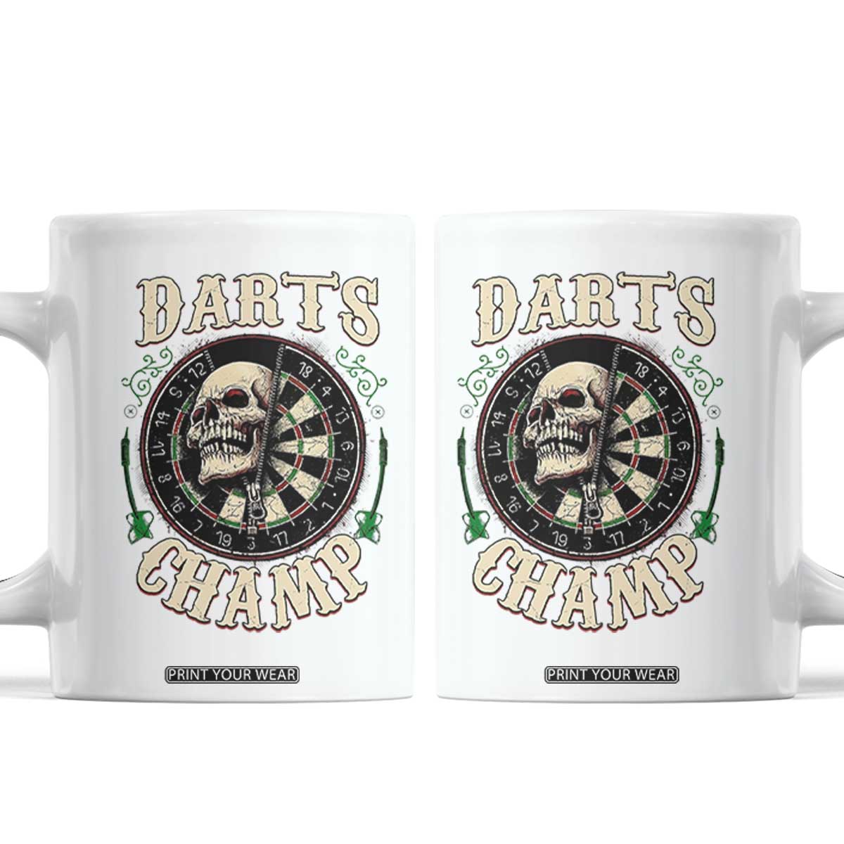 Skull Dartboard Retro Vintage Coffee Mug Darts Player Champion Gift TS12 White Print Your Wear