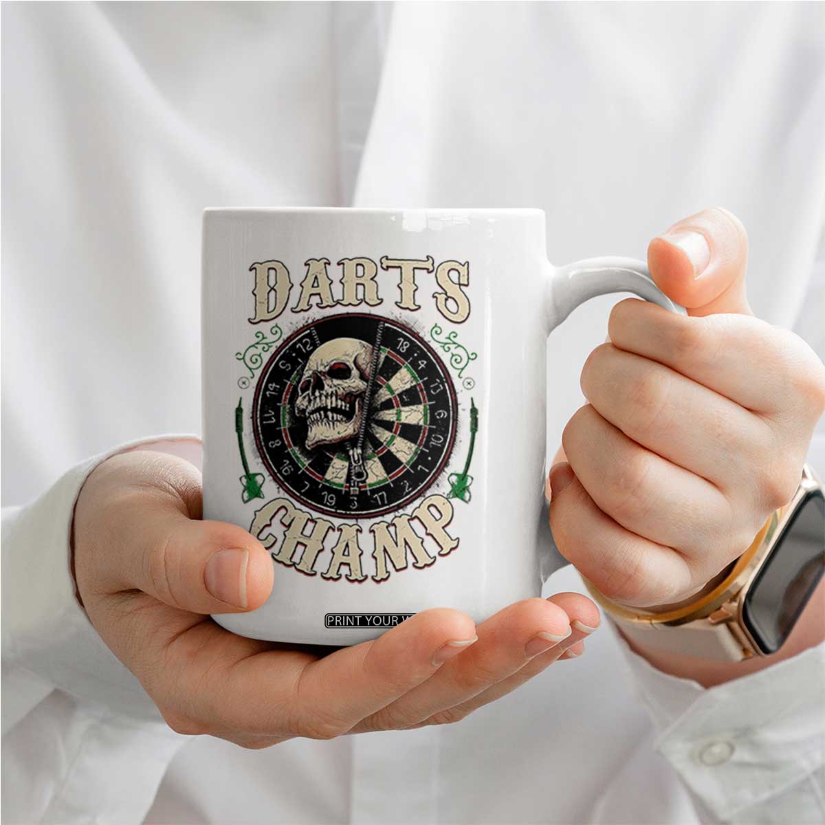 Skull Dartboard Retro Vintage Coffee Mug Darts Player Champion Gift TS12 Print Your Wear