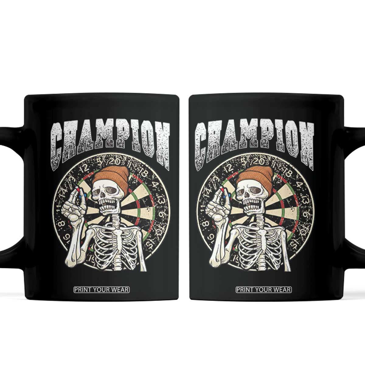 Gothic Skull Dart Master Coffee Mug Funny Skeleton Dartboard Champion Gift TS12 Black Print Your Wear