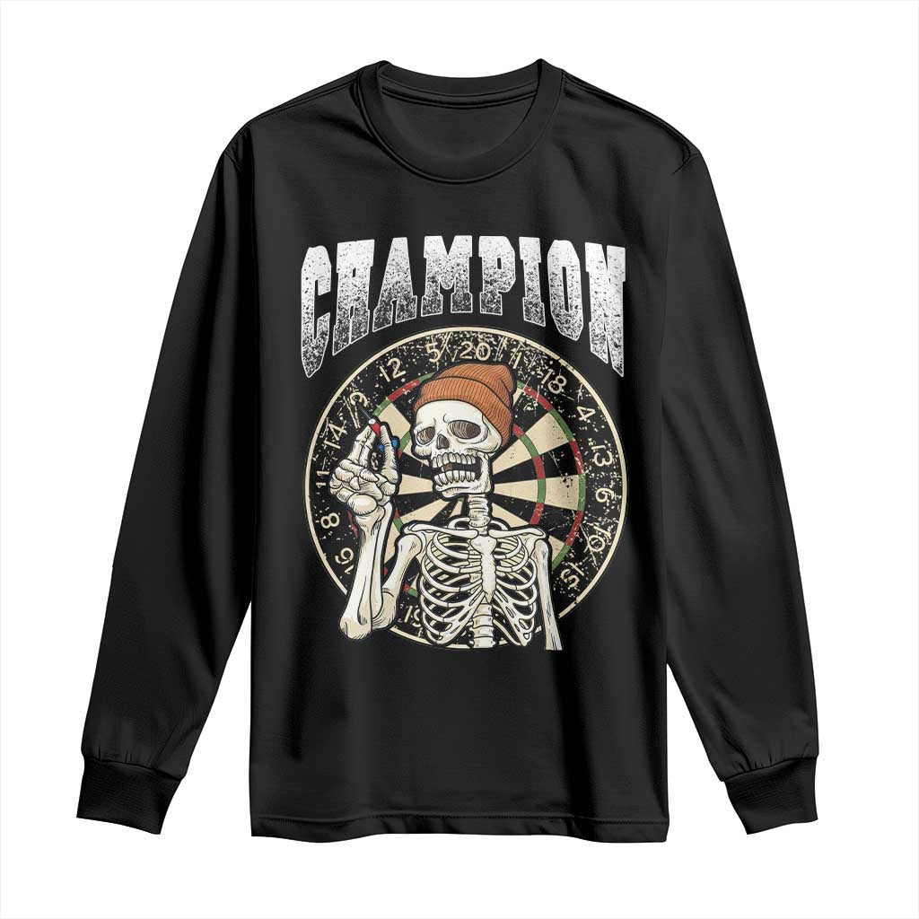 Gothic Skull Dart Master Long Sleeve Shirt Funny Skeleton Dartboard Champion Gift TS12 Black Print Your Wear
