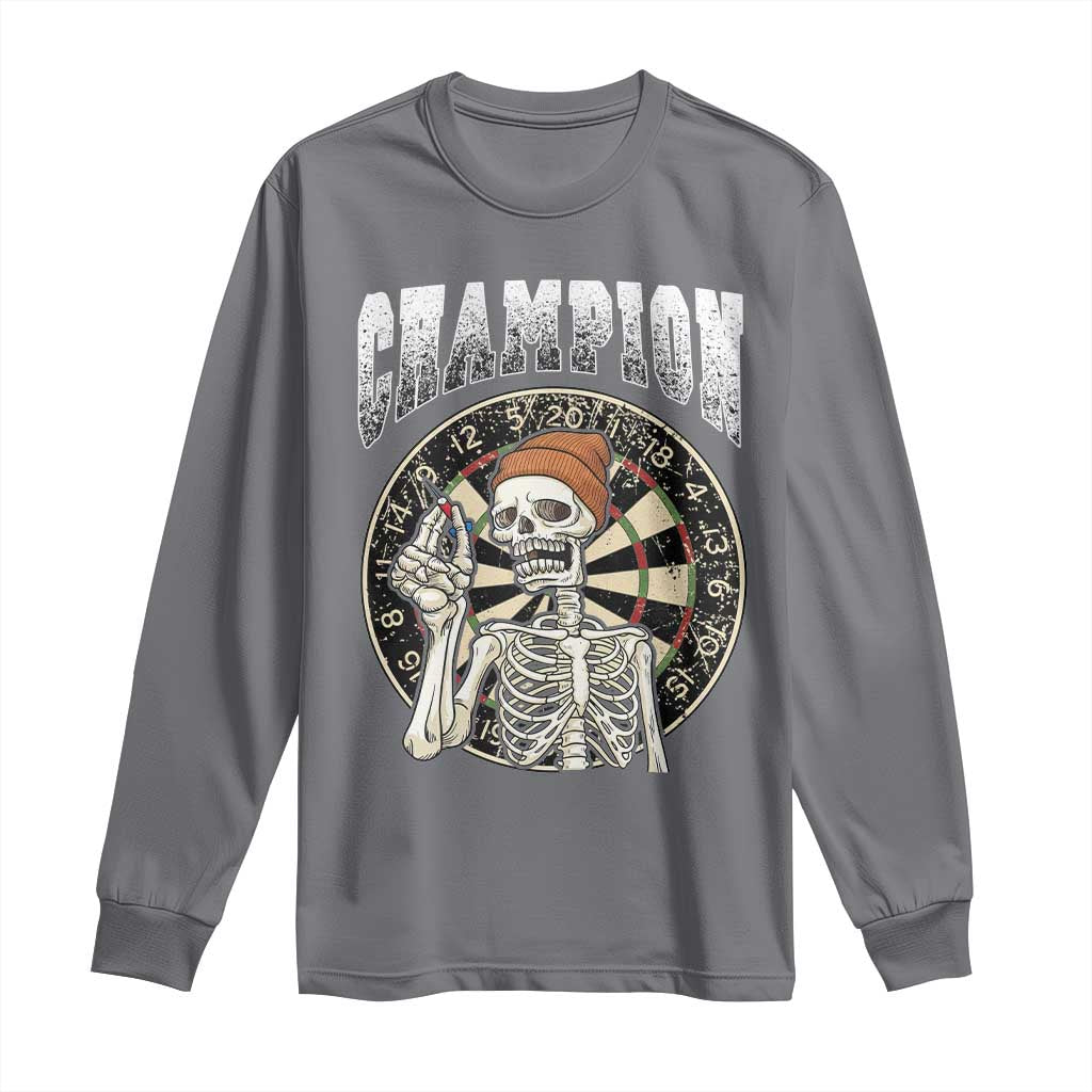 Gothic Skull Dart Master Long Sleeve Shirt Funny Skeleton Dartboard Champion Gift TS12 Charcoal Print Your Wear