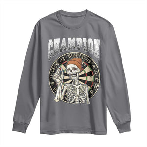 Gothic Skull Dart Master Long Sleeve Shirt Funny Skeleton Dartboard Champion Gift TS12 Charcoal Print Your Wear
