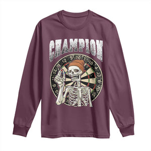 Gothic Skull Dart Master Long Sleeve Shirt Funny Skeleton Dartboard Champion Gift TS12 Maroon Print Your Wear