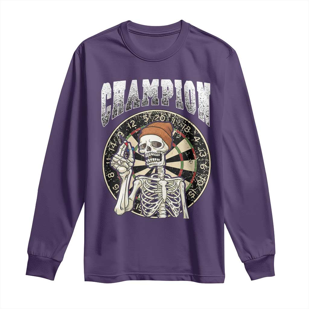 Gothic Skull Dart Master Long Sleeve Shirt Funny Skeleton Dartboard Champion Gift TS12 Purple Print Your Wear
