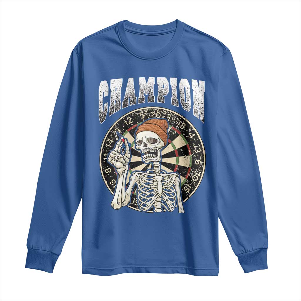 Gothic Skull Dart Master Long Sleeve Shirt Funny Skeleton Dartboard Champion Gift TS12 Royal Blue Print Your Wear