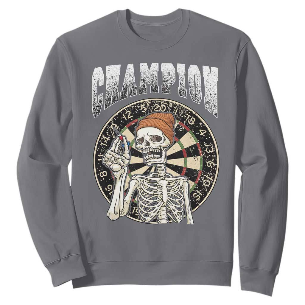 Gothic Skull Dart Master Sweatshirt Funny Skeleton Dartboard Champion Gift TS12 Charcoal Print Your Wear