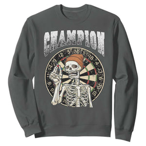 Gothic Skull Dart Master Sweatshirt Funny Skeleton Dartboard Champion Gift TS12 Dark Heather Print Your Wear
