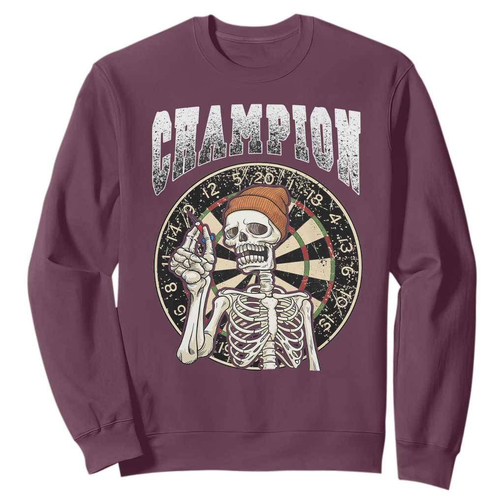 Gothic Skull Dart Master Sweatshirt Funny Skeleton Dartboard Champion Gift TS12 Maroon Print Your Wear