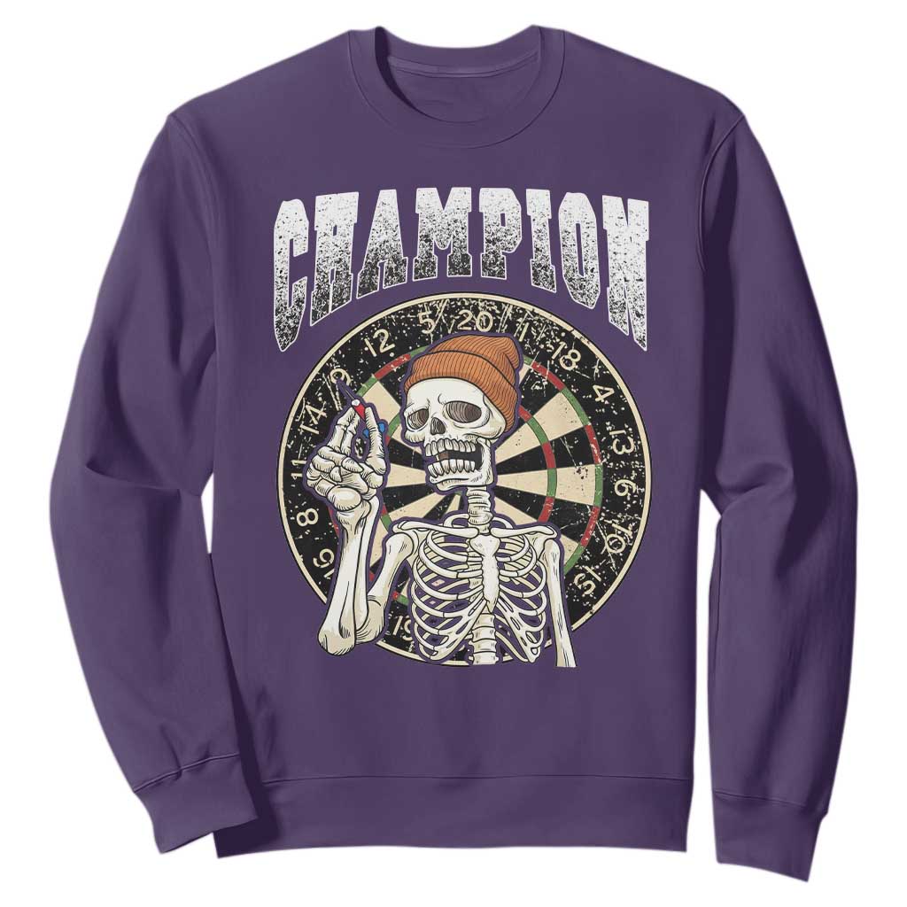 Gothic Skull Dart Master Sweatshirt Funny Skeleton Dartboard Champion Gift TS12 Purple Print Your Wear