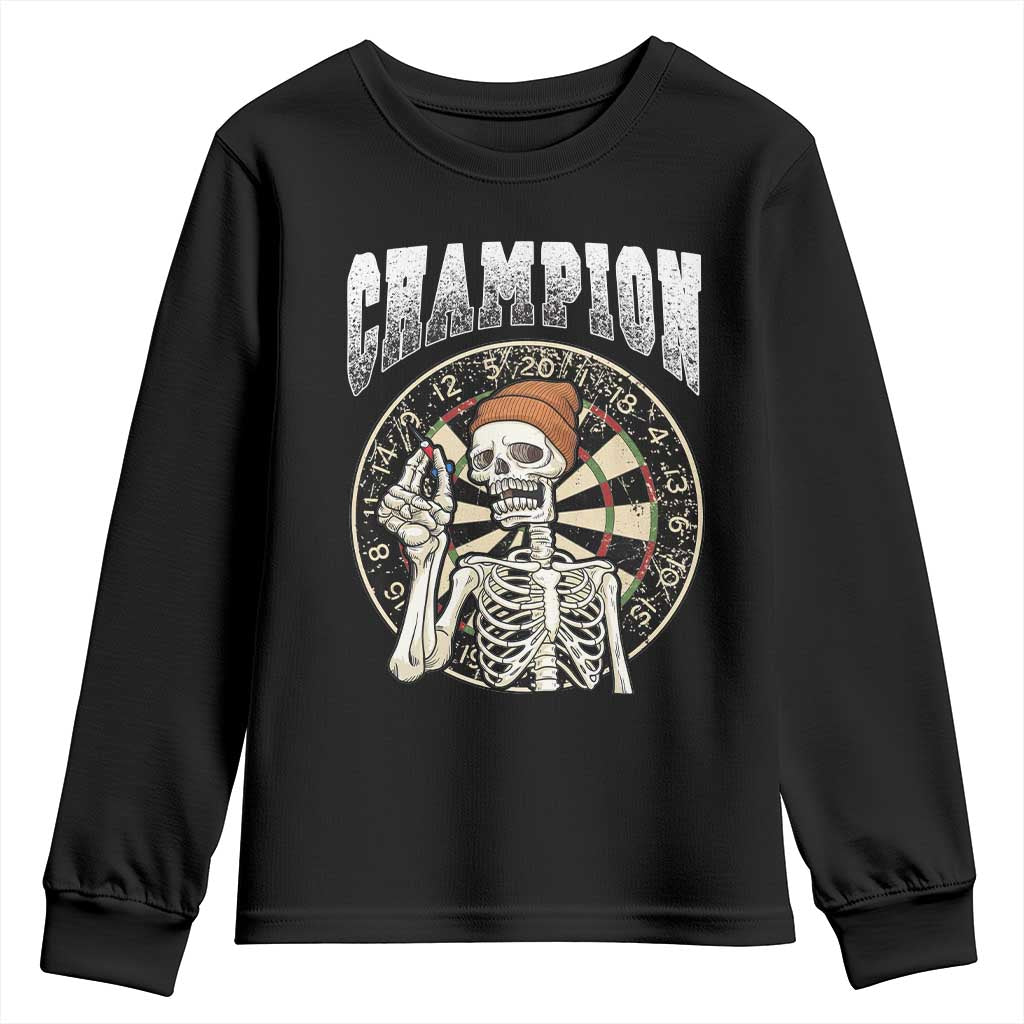Gothic Skull Dart Master Youth Sweatshirt Funny Skeleton Dartboard Champion Gift TS12 Black Print Your Wear
