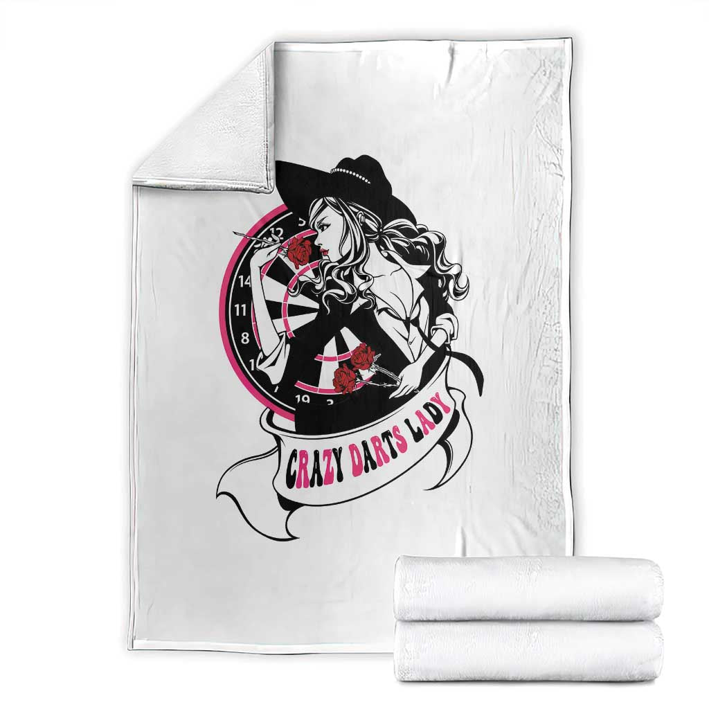 Funny Crazy Darts Lady Throw Blanket Coolest Girls Play Darts TS12 White Print Your Wear