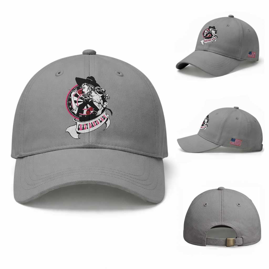 Funny Crazy Darts Lady Baseball Cap Coolest Girls Play Darts TS12 Baseball Cap Universal Fit Sport Gray Print Your Wear