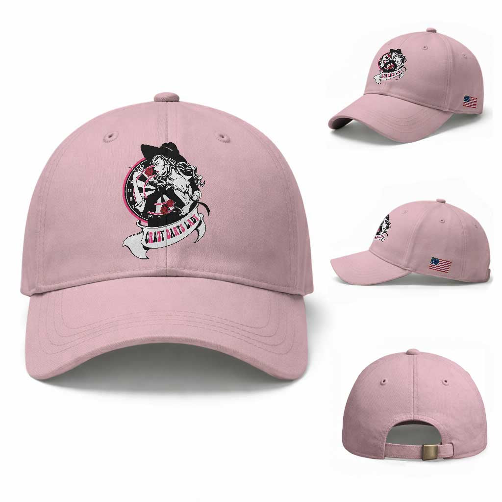 Funny Crazy Darts Lady Baseball Cap Coolest Girls Play Darts TS12 Baseball Cap Universal Fit Light Pink Print Your Wear