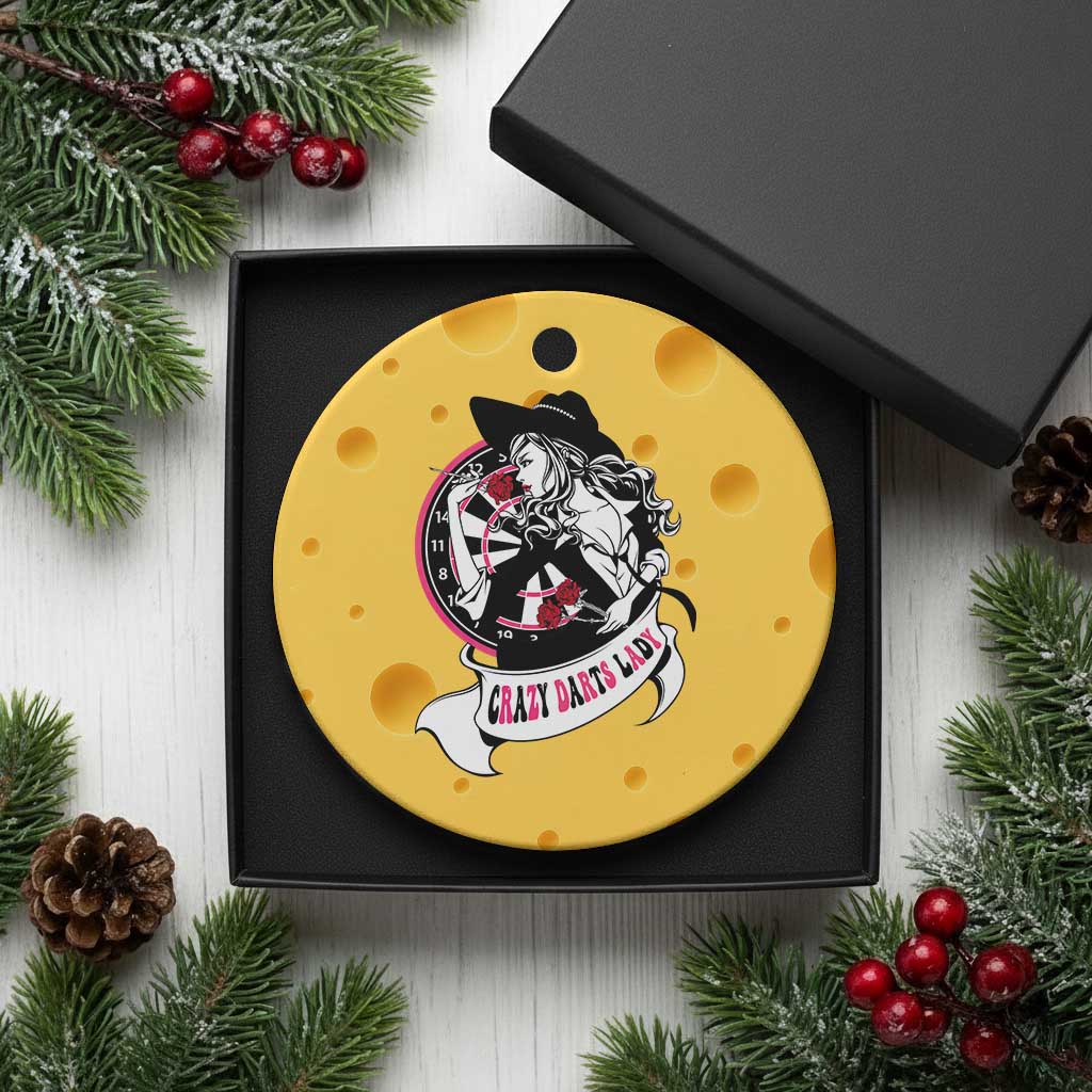 Funny Crazy Darts Lady Ceramic Ornament Coolest Girls Play Darts TS12 1pc Yellow Cheese Print Your Wear