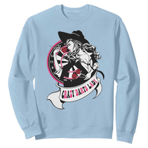 Funny Crazy Darts Lady Sweatshirt Coolest Girls Play Darts TS12 Light Blue Print Your Wear