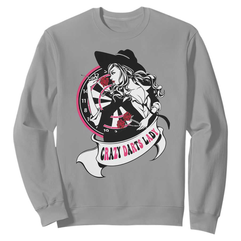 Funny Crazy Darts Lady Sweatshirt Coolest Girls Play Darts TS12 Sport Gray Print Your Wear