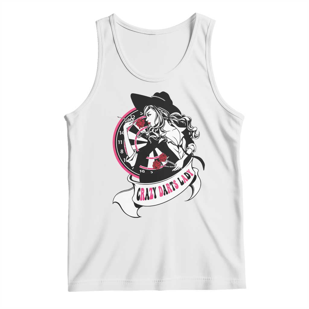 Funny Crazy Darts Lady Tank Top Coolest Girls Play Darts TS12 White Print Your Wear