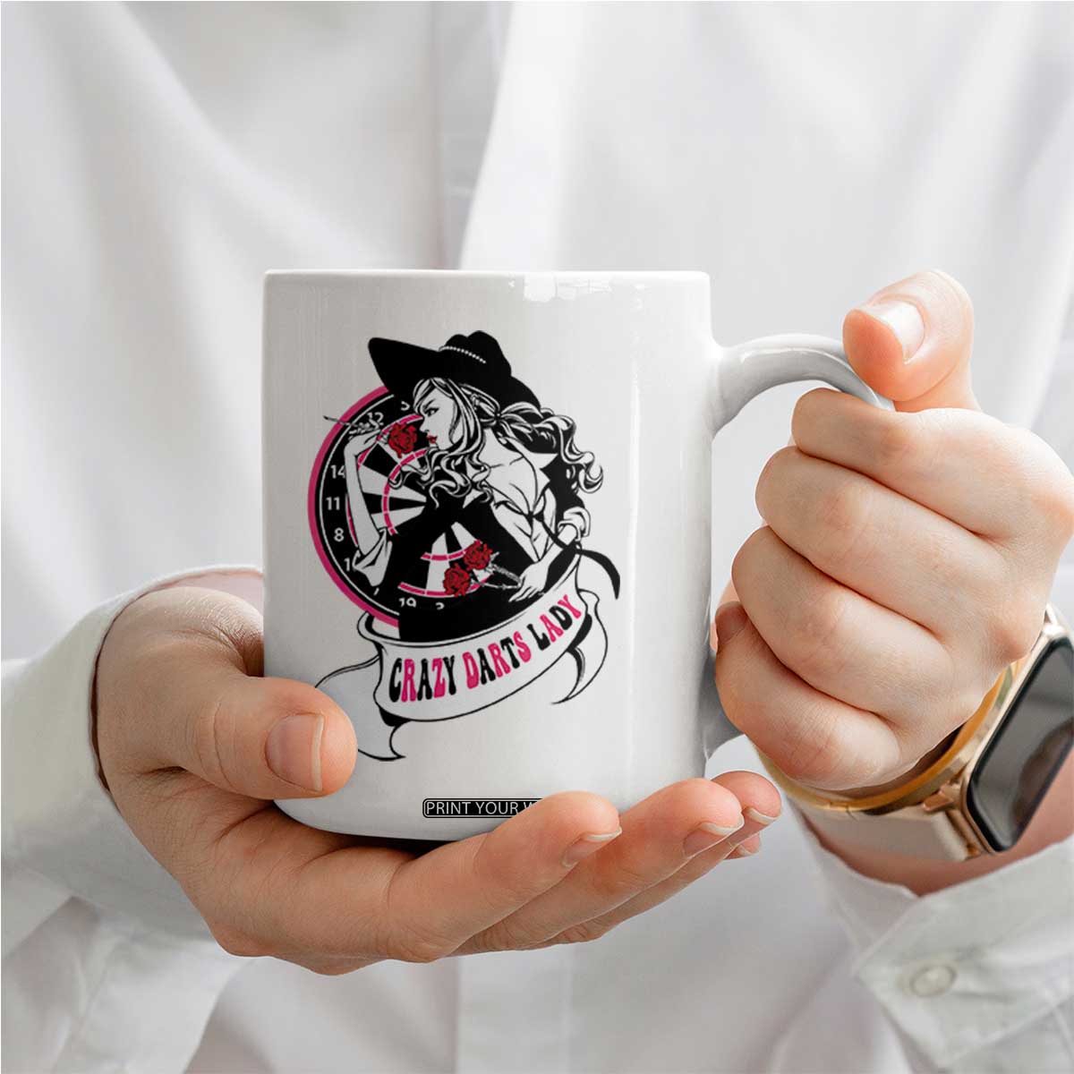 Funny Crazy Darts Lady Coffee Mug Coolest Girls Play Darts TS12 Print Your Wear