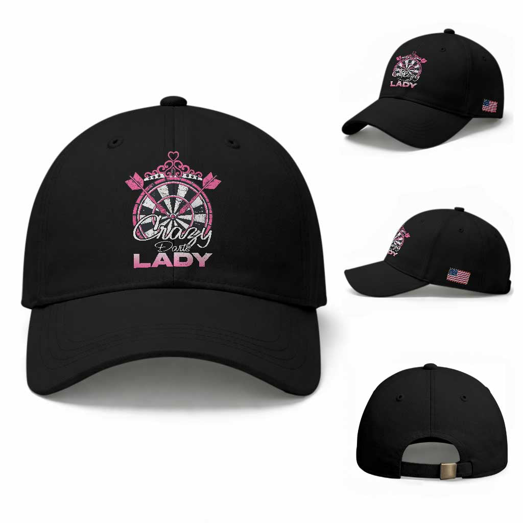 Crazy Darts Lady Baseball Cap Funny Pub Game Gift For Women TS12 Baseball Cap Universal Fit Black Print Your Wear