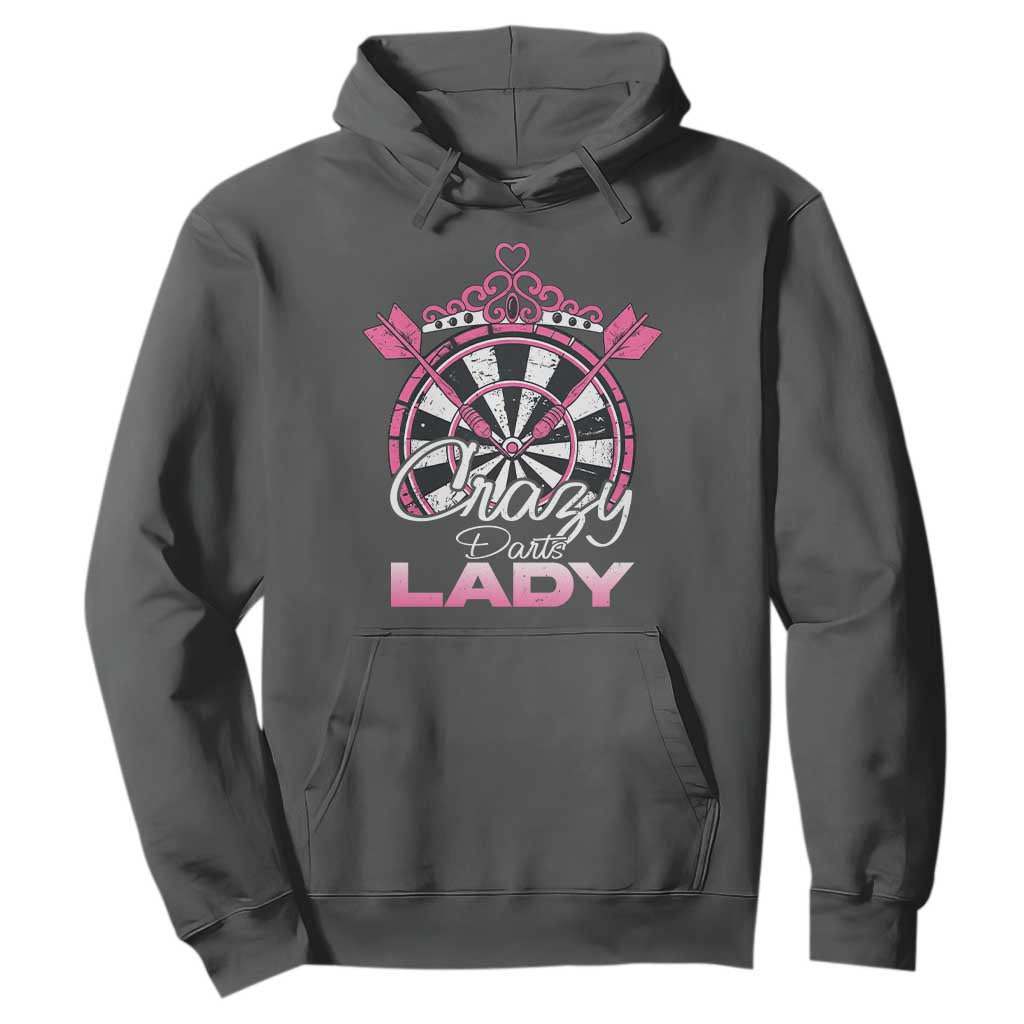 Crazy Darts Lady Hoodie Funny Pub Game Gift For Women TS12 Dark Heather Print Your Wear