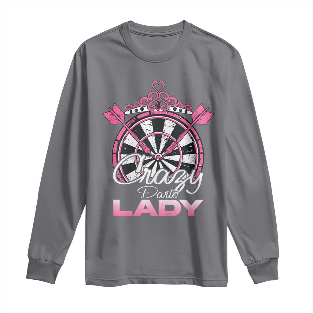 Crazy Darts Lady Long Sleeve Shirt Funny Pub Game Gift For Women TS12 Charcoal Print Your Wear