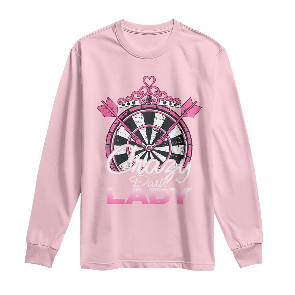Crazy Darts Lady Long Sleeve Shirt Funny Pub Game Gift For Women TS12 Light Pink Print Your Wear