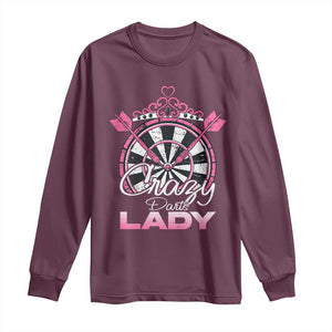 Crazy Darts Lady Long Sleeve Shirt Funny Pub Game Gift For Women TS12 Maroon Print Your Wear