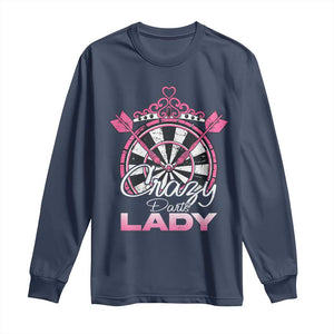 Crazy Darts Lady Long Sleeve Shirt Funny Pub Game Gift For Women TS12 Navy Print Your Wear