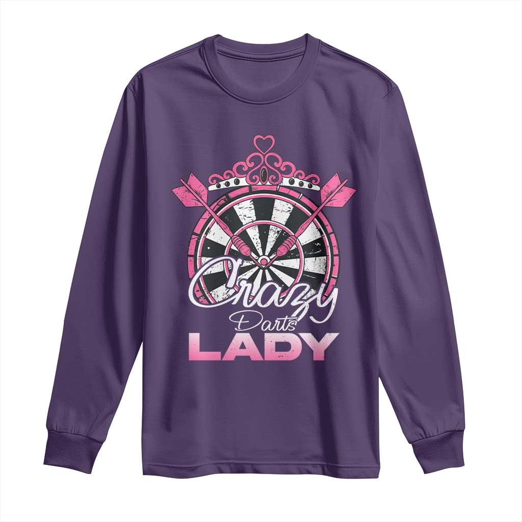Crazy Darts Lady Long Sleeve Shirt Funny Pub Game Gift For Women TS12 Purple Print Your Wear