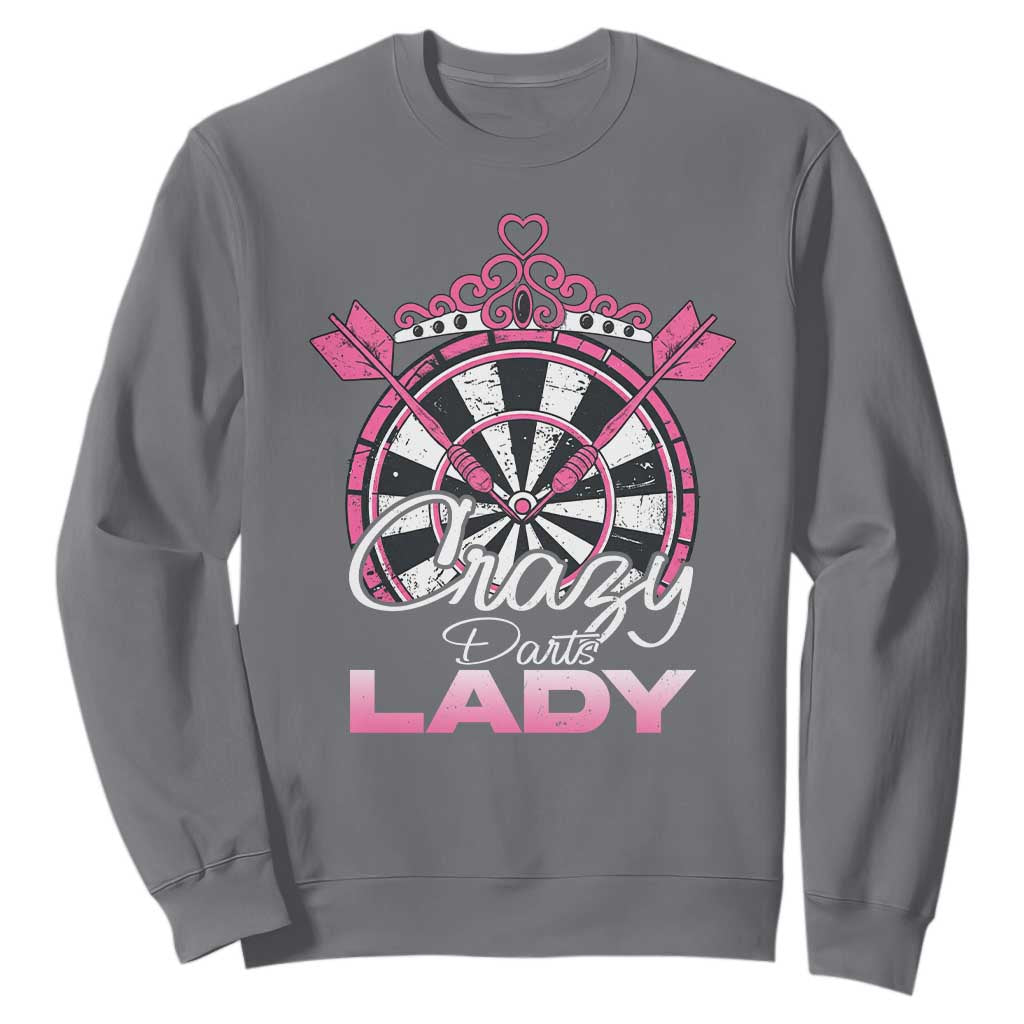 Crazy Darts Lady Sweatshirt Funny Pub Game Gift For Women TS12 Charcoal Print Your Wear