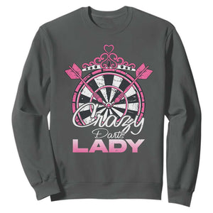 Crazy Darts Lady Sweatshirt Funny Pub Game Gift For Women TS12 Dark Heather Print Your Wear