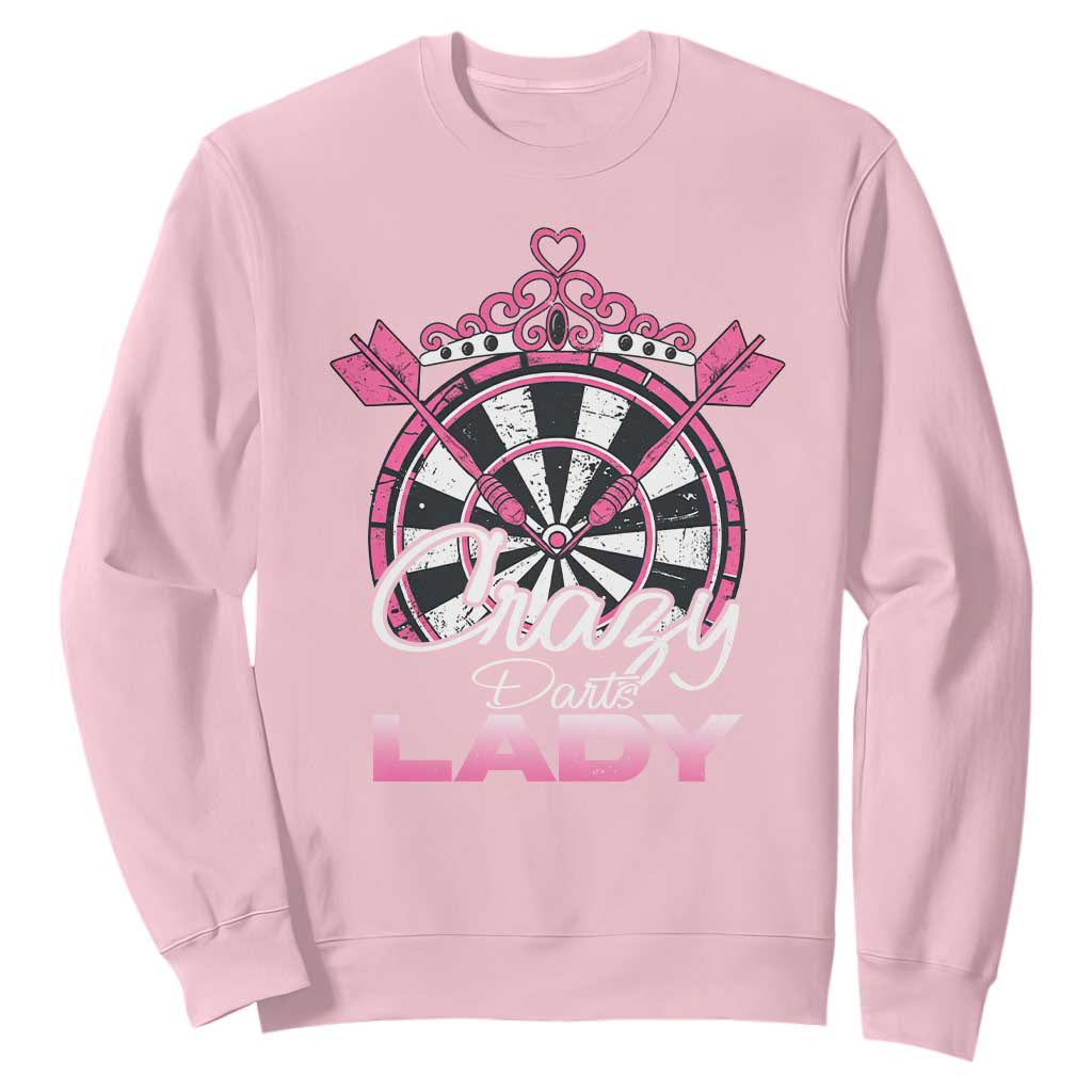 Crazy Darts Lady Sweatshirt Funny Pub Game Gift For Women TS12 Light Pink Print Your Wear
