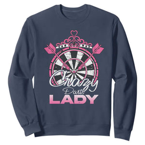 Crazy Darts Lady Sweatshirt Funny Pub Game Gift For Women TS12 Navy Print Your Wear