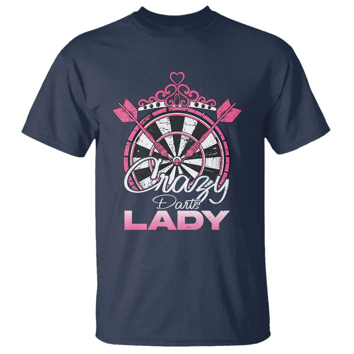 Crazy Darts Lady T Shirt Funny Pub Game Gift For Women TS12 Navy Print Your Wear