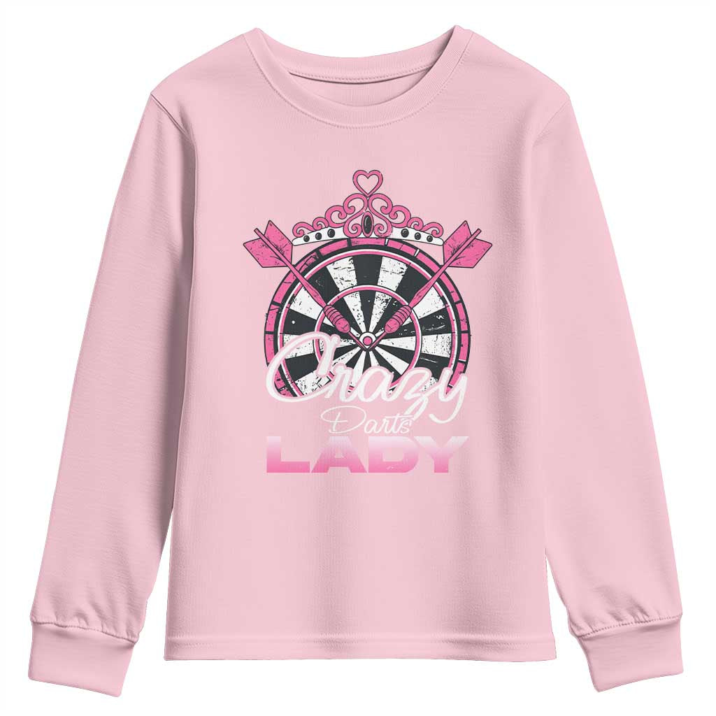 Crazy Darts Lady Youth Sweatshirt Funny Pub Game Gift For Women TS12 Light Pink Print Your Wear